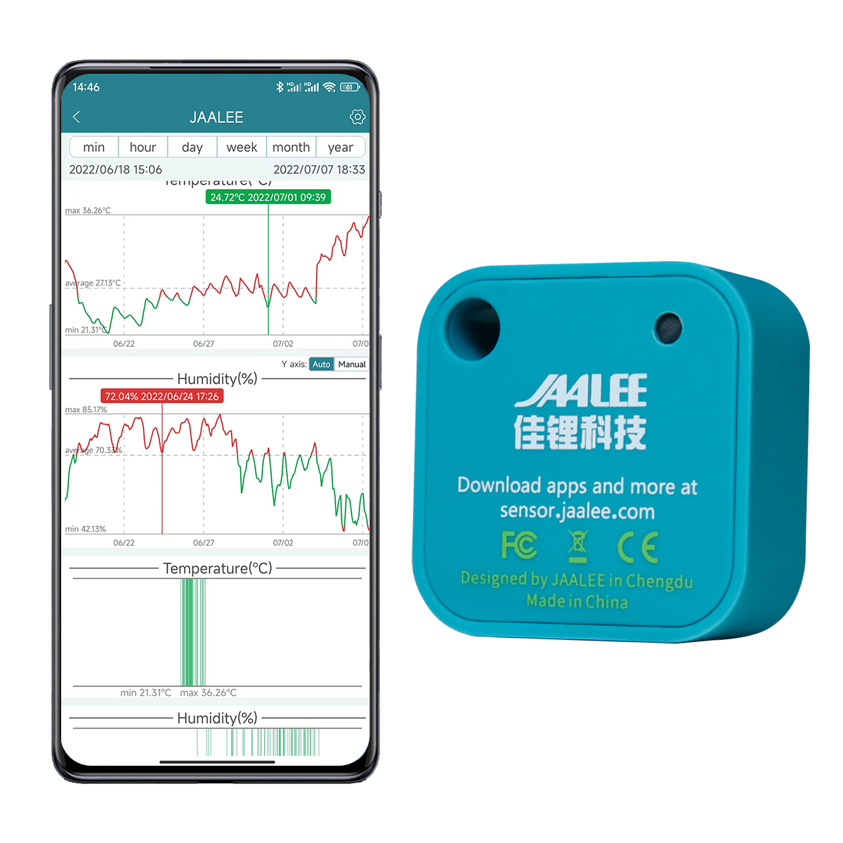 Digital Hygrometer Probe - jaalee JHT Sıcaklık/Nem/Çiy Noktası/VPD Sensörü Termometre/Higrometre