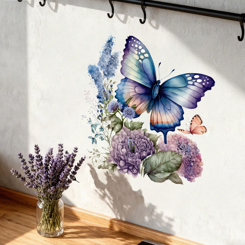 Pvc Panel Background - Suluboya Kelebek Çiçek Duvar Çıkartmaları Çıkartmaları