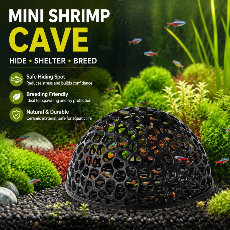 Hide Cave Ceramic - Mini Gözenekli Seramik Karides Mağarası Betta