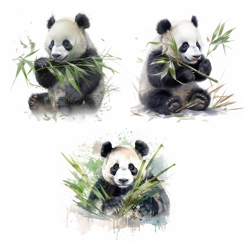 Pvc Panel Background - C76 # Suluboya Panda Duvar Çıkartmaları
