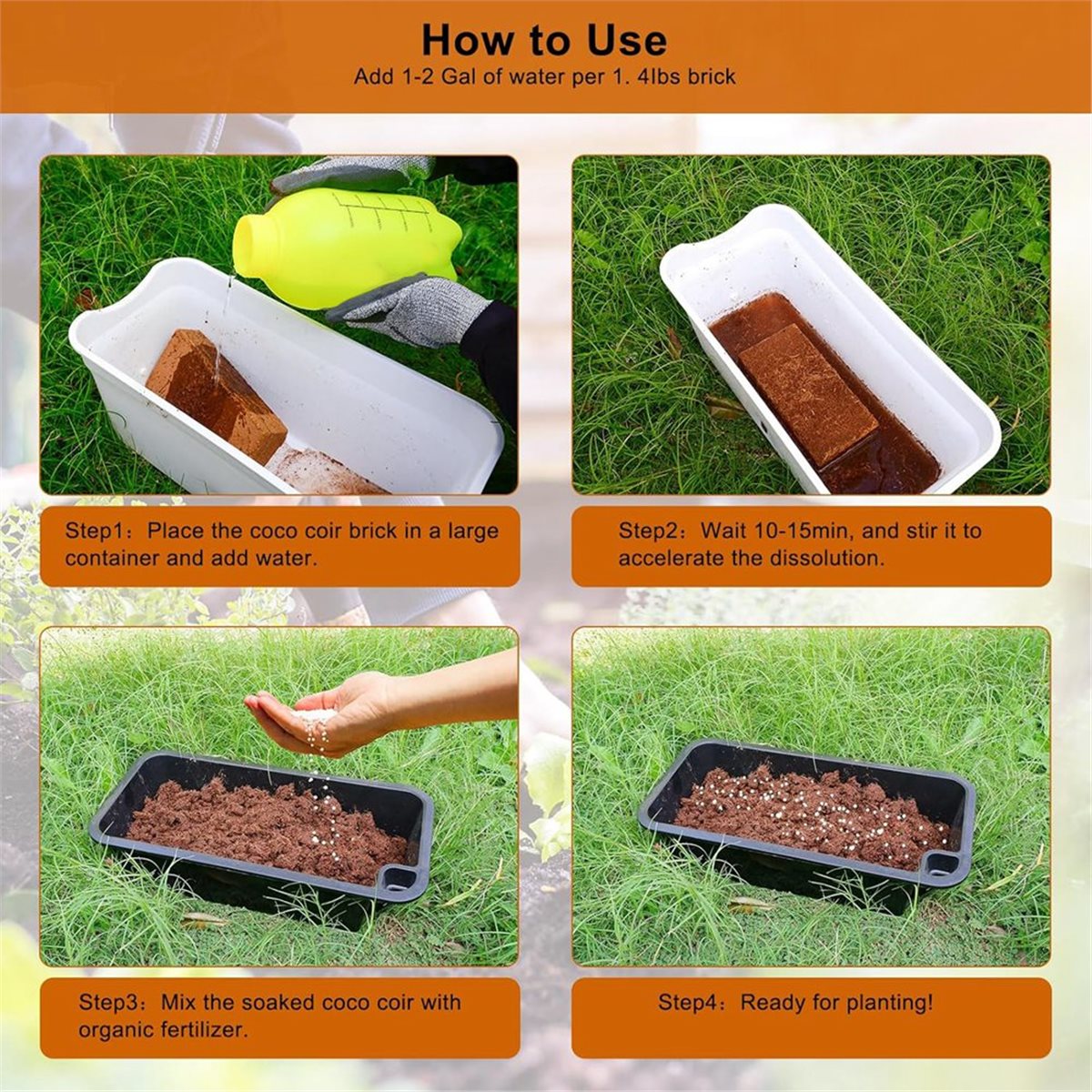 Substrate Coconut Fiber - HITL 3'lü Paket Tuğlalar, Bitkiler için,
