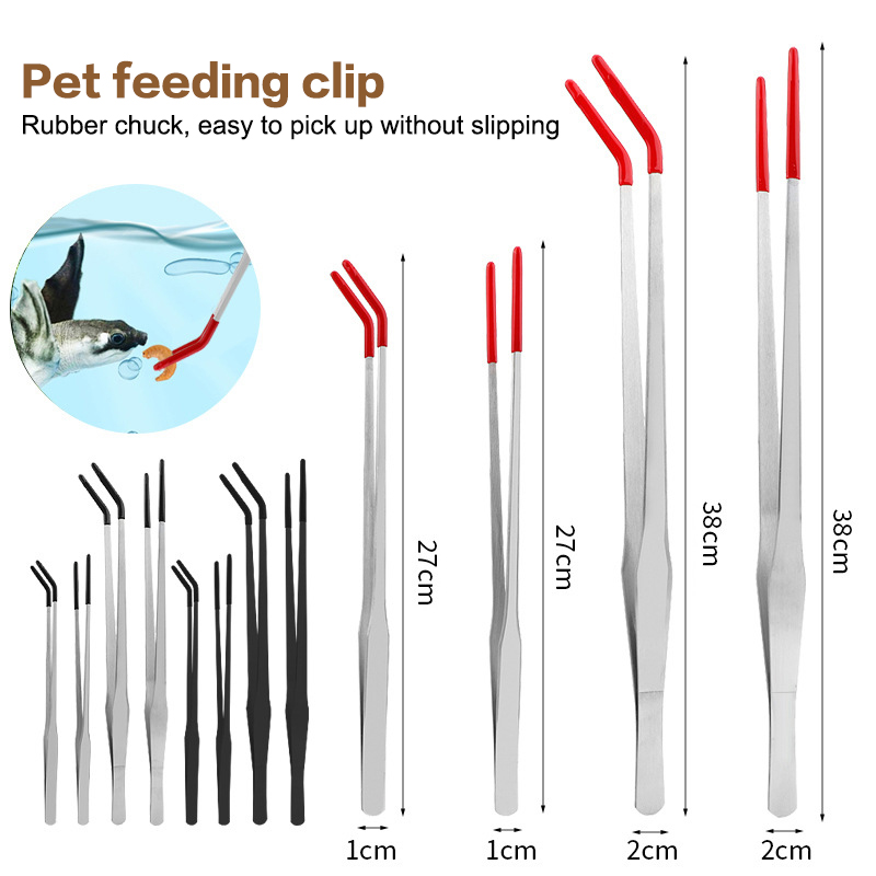 Feeding Tong Stainless - Paslanmaz Çelik Sürüngen Besleme Maşası Kauçuk